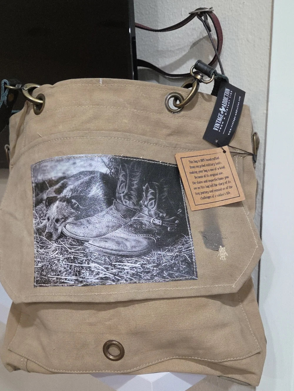 Vintage Addiction Unique Canvas  Bag Made Of Military Tents